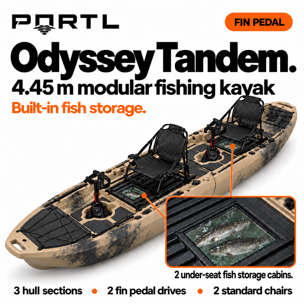 PORTL Odyssey Tandem Modular Fishing Kayak — 4.45 m
