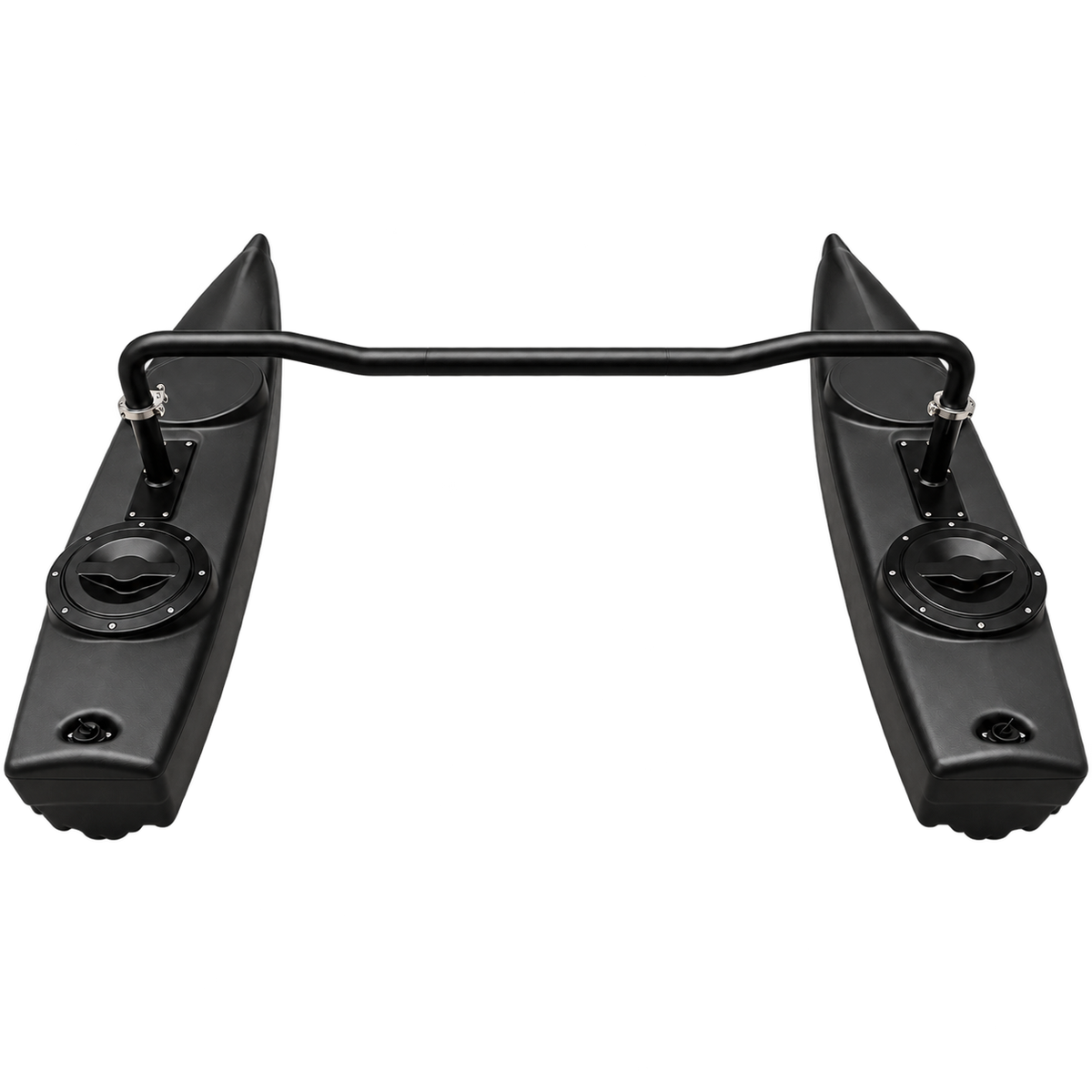 PORTL black kayak stabiliser and outrigger kit with two rigid floats and curved mounting bar